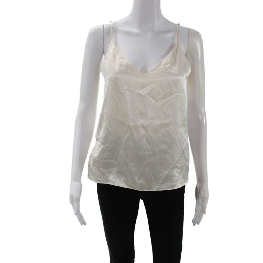 Intermix Womens Camisole White Silk V Neck Sleeveless Petite Size PP